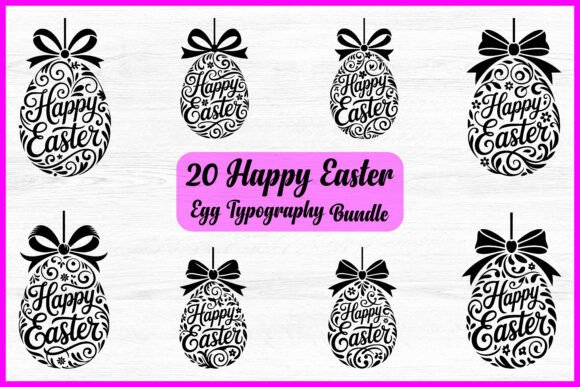 Download 20 Happy Easter Typography Egg Bundle - Premium Resources